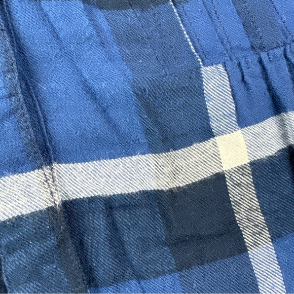 NWT Holding Horses Anthropologie Blue Plaid Half Button Raw Hem Tunic Top 2 - Picture 4 of 8